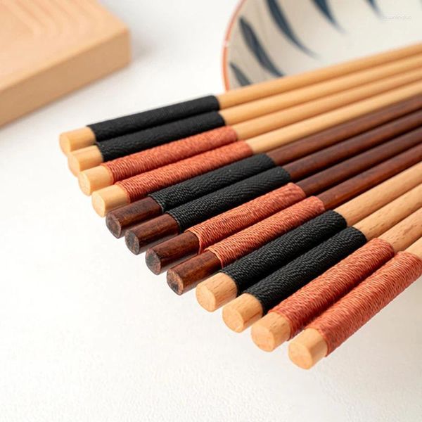 Palillos hechos a mano, juego de Sushi de madera de haya Natural, regalo para el hogar, línea de corbata china, utensilios para comer, palillos para picar