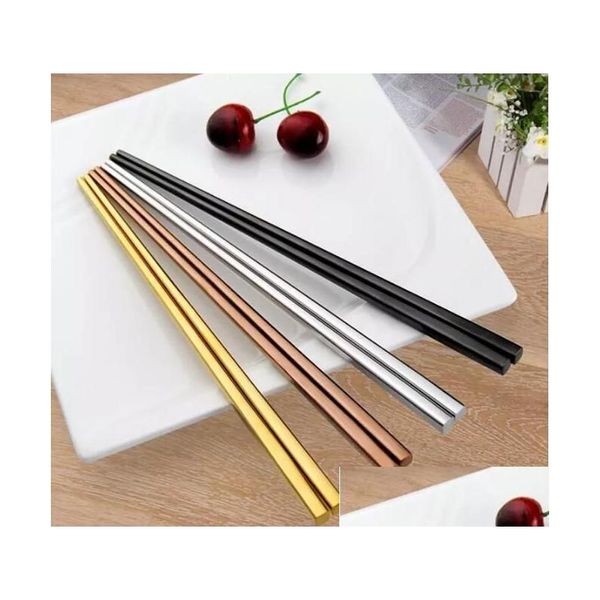 Baguettes Haute Qualité En Acier Inoxydable 304 Chine Carré Creux Quatre Couleurs Choisissez Style Simple Cadeau Drop Delivery Maison Jardin Cuisine Dhy1I