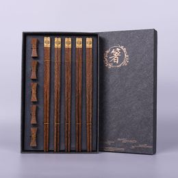 Chopsticks Plazo de regalo de madera de alta calidad de alta calidad Cilíndrico Cilíndrico Natural Wenge Tableware Set 230302