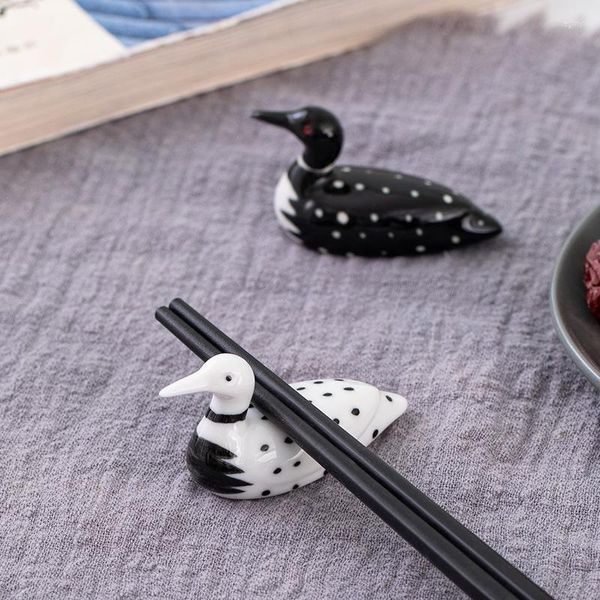 Baguettes porte-canard japonais en céramique ornements d'animaux mignons accessoires de vaisselle de cuisine maison créative