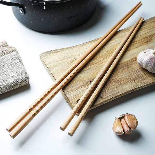 Palillos de madera de haya de estilo japonés, olla de madera alargada, productos para el hogar fritos antiescaldado, utensilios de cocina