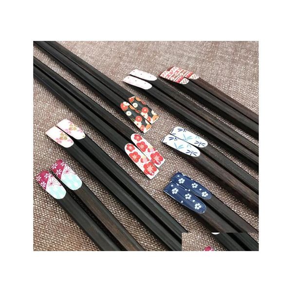 Baguettes Style japonais Fleur de cerisier en bois naturel Accueil Restaurant Enfants Chop Sticks Sushi Enfants Un cadeau pour la famille Drop Deliver Dhseo