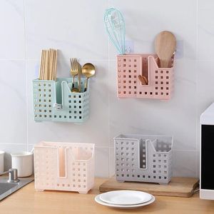 Chopsticks Kitchen Hangable Cage Simple Waterware Divided Storage Box Drenaje de pared Barrel Estante de plástico