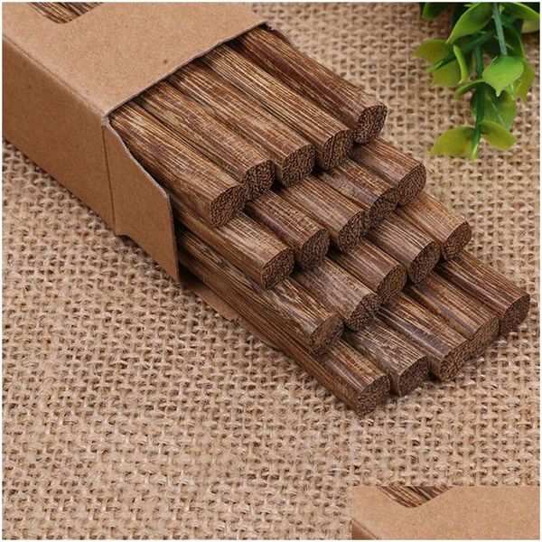 Baguettes en bois naturel bambou santé sans laque cire vaisselle vaisselle Hashi Sushi chinois Lz0881 livraison directe maison jardin Dhod7