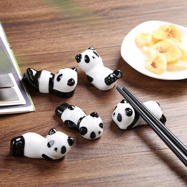 Palillo panda soporte de cerámica descansa de mesa creative stand utensil cocina suministros de palillo chino lindo