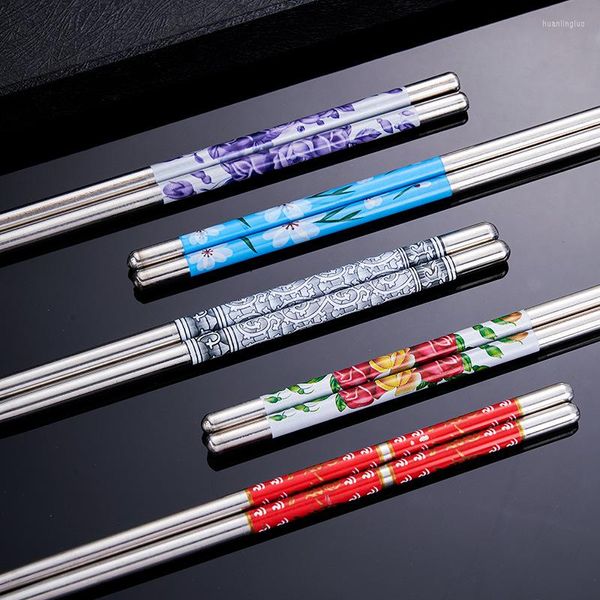 Palillos Reutilizables Sushi Set 201 Acero Inoxidable Antideslizante Japonés Chino Coreano Metal Chop Sticks Apto para lavavajillas