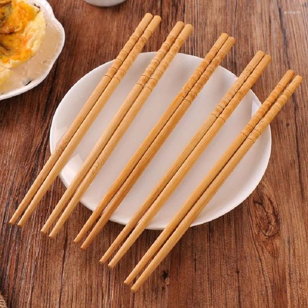Palillos de madera maciza, juego de 10 pares, bambú Natural, antideslizante, puntiagudo, hogar rápido