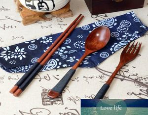 Baguettes cuillère fourchette couverts en bois de bambou trois pièces baguettes en bois Vintage japonaises cuillère fourchette vaisselle 3 pièces ensemble nouveau cadeau 8209727