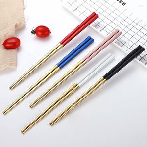 Chopsticks roestvrij staal 304 Hooggrade servies zwart goud wit vierkant niet-slip Koreaans goudkleurig