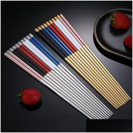 Chopsticks roestvrijstalen stalen eetstokjes metalen haksticks servies
