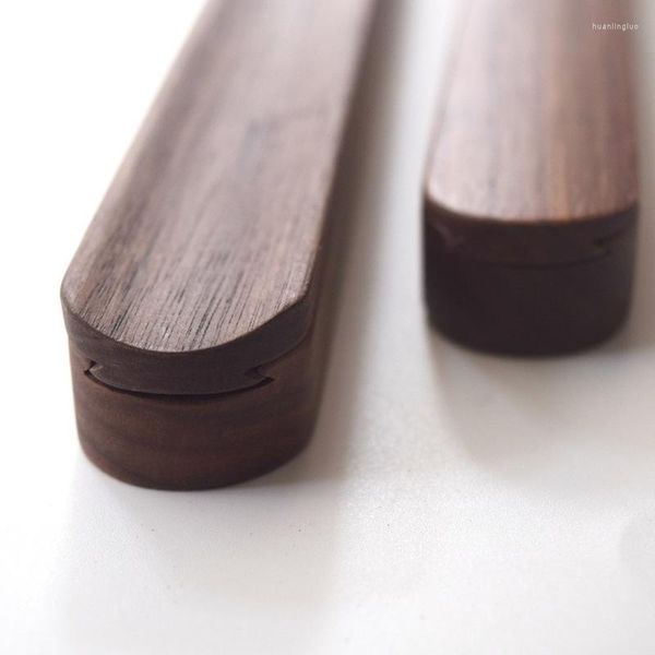 Palillos de madera vida minimalista Chop Sticks negro nogal conjunto de madera maciza con caja portátil viaje al aire libre regalo elegante