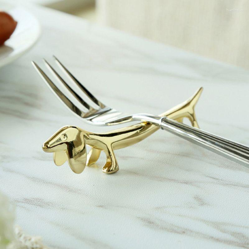 Chopsticks Zink Eloy Lovely Dog Stand Rack Spoon Fork Kniv Rest Lagring Hållare Dekoration