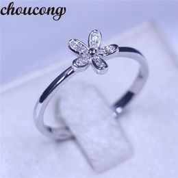 Choucong 2017 fleur Style femmes bague diamant 925 en argent Sterling bague de fiançailles de mariage pour femmes hommes amour bijoux