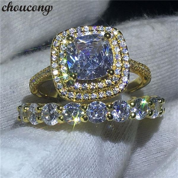Choucong 2018 Infinity Ring Set Yellow Gold rempli 925 Anneaux de bandes de mariage Engagement en argent pour femmes bijoux diamants clairs264r