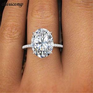 Choucong 2018 Promise anillo de dedo 925 plata esterlina corte ovalado 3ct diamante compromiso banda anillos para mujer joyería de boda