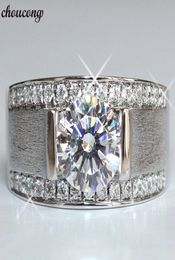 Choucong 2018 Solitaire Men Ring 7 mm Diamond 925 Sterling Silver Engagement Bands de mariage pour hommes bijoux de mode7948596