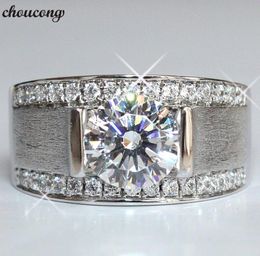 Choucong 2018 Solitaire Men Ring 7 mm Diamond 925 Sterling Silver Engagement Bands de mariage pour hommes bijoux de mode9529766