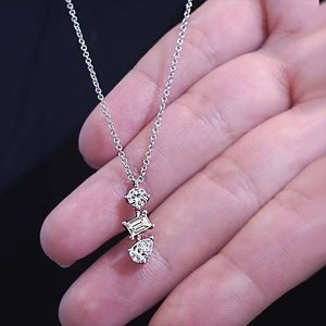 Choucong 2024 Ins Water Hanger Eenvoudige Fijne Sieraden Echt 100% 925 Sterling Zilver Smaragd Geslepen Witte Moissanite Diamant Eeuwigheid Sleutelbeen Ketting Cadeau