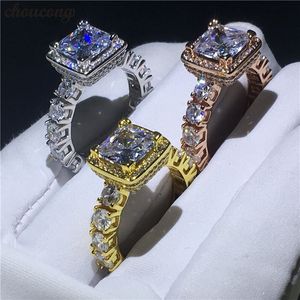 Choucong 3 Kleuren Vrouwelijke Vintage Ring Diamond 925 Sterling Silver Engagement Wedding Band Ringen voor Dames Bruids Bijoux