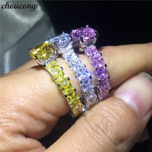 choucong 3 couleurs Unique Vintage Bague 925 Sterling Silver 5A cz BirthStone Party Wedding Band Anneaux Pour Femmes hommes Bijoux Cadeau