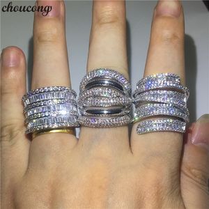 Choucong 3 Styles grande promesse bague en argent sterling 925 diamant fiançailles bague de mariage pour femmes hommes bijoux de doigt