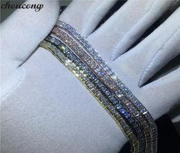 choucong 4 couleurs bracelet de tennis coupe princesse 5A zircon cubique or blanc rempli bracelets de mariage de fête pour les femmes Jewerly4324045