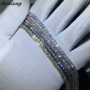 choucong 4 couleurs tennis bracelet coupe princesse 5A cubique zircone or blanc rempli fête mariage bracelets pour femme bijoux