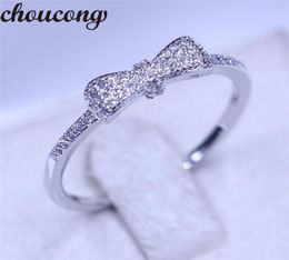 Choucong arco estilo feminino anel pave conjunto diamante 925 prata esterlina noivado anel de banda de casamento para mulheres homens amor jóias3576875