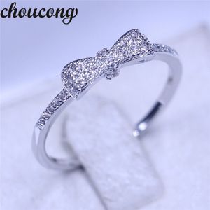 Choucong Bow Style Femmes Femmes Pave Set Diamond 925 STERLING SIGNED Engagement Mariage Band Ring For Women Men Love Jewelry 226Q