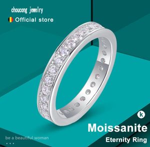 Choucong Marque Tous les anneaux de mariage Moissanite Réel 100% S925 Argent Or blanc 18 carats Fine Eternity Party Diamond Bands Bagues de fiançailles pour femmes Homme Cadeau