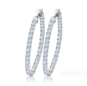 Orecchini a clip di marca Choucong Gioielli di lusso Argento sterling 925 Oro rosa Taglio rotondo completo Bianco Moissanite Pietre preziose Diamanti Donne del partito Esagera orecchino regalo