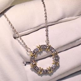 Choucong Marca Cruz Colgante Joyería de Lujo Plata de Ley 925 Corte Redondo Blanco 5A Cubic Zircon CZ Diamante Piedras Preciosas Mujeres Boda Clavícula Collar REGALO