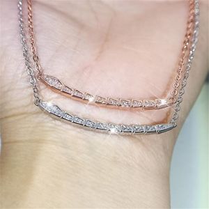 Choucong Brand Sieraden Sterling Sier Pave White Sapphire CZ Diamond Gemstones Smile Pendant Party Dames Wedding Clavicle ketting For Love Gift