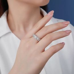 Choucong Brand Luxury Jewelry 925 Sterling Silver Fill Full T Princess Cut Topacio blanco CZ Diamond Gemstones Party Moissanite Wedding Band Ring