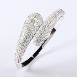 Choucong Gloednieuw 2019 Originele Luxe Sieraden 925 Sterling Zilveren Pave Wit Sapphire CZ Diamond Wedding Engagement Drop Open Armband