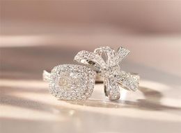 Choucong Gloednieuwe luxe sieraden 18K Wit goud vulkussen Kusvorm White Topaz CZ Diamond edelstenen Eeuwige vrouwen Wededelband B2507592