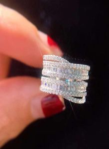 Choucong flambant neuf bijoux de luxe en argent sterling 925 pleine princesse coupe topaze blanche CZ diamant pierres précieuses éternité femmes mariage Ba5736542