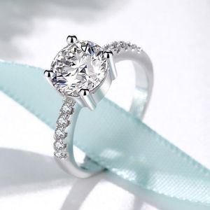 Choucong Gloednieuwe Luxe Sieraden Real 925 Sterling Zilver Ronde Cut White Topaz CZ Diamond edelsteen Eternity Dames Bruiloft Bridal Ring Gift