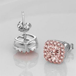 Choucong tout nouveau bijoux de luxe réel 925 en argent Sterling forme de coussin topaze blanche CZ diamant pierres précieuses fête femmes mariage Stud234p