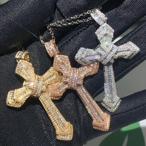 Choucong gloednieuwe sprankelende Lucky Cross hanger luxe Jewely 925 sterling zilver Princess Cut witte topaas CZ diamanten bruiloft Nec241u