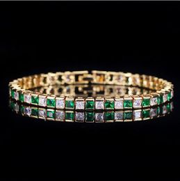 Choucong tout nouveau bracelets de mariage bijoux de luxe en or 18 carats remplis princesse coupe 5A zircon cubique émeraude pierres précieuses éternité fête femmes bracelet pour amoureux cadeau