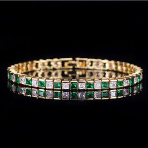 Choucong tout nouveau bracelets de mariage bijoux de luxe en or 18 carats remplis princesse coupe 5A zircon cubique émeraude pierres précieuses éternité fête femmes bracelet pour amoureux cadeau