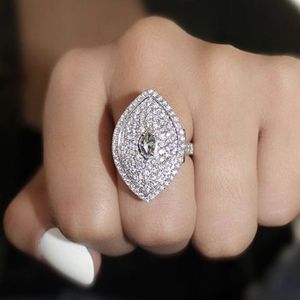 Choucong Gloednieuwe trouwringen Luxe sieraden 925 Sterling Silver Marquise Cut White Topaz CZ Diamond Party Eeuwigheid Women Engagement Bridal Ring For Lover Gift