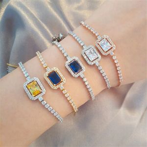 Choucong Marque Simple Mode Bijoux Ins Bracelets De Mariage Or Rose 18K Remplissage Blanc Princesse Coupe 5A Cubic Zircon Réglable Femmes Bracelet Pour Amant Cadeau