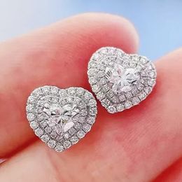 Choucong Marque Boucles D'oreilles Bijoux De Luxe 925 En Argent Sterling Remplissage Poire Coupe Topaze Blanche CZ Diamant Pierres Précieuses Fête Éternité Femmes Coeur Boucle D'oreille Cadeau