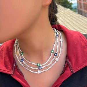 Choucong Merk Tennishanger Luxe Sieraden 18K Witgoud Vulling Rond Geslepen 5A Kubieke Zirkonia CZ Diamanten Edelstenen Partij Vrouwen Eeuwigheid Ketting Voor minnaar Cadeau