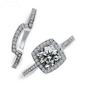 Choucong merk unieke cocktail luxe sieraden 925 sterling zilver ronde gesneden wit topaz cz diamant populaire vrouwen bruiloft bruids ring set