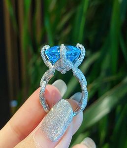 Choucong Brand Vintage Square Lab Aquamarine Promest Ring 925 Sterling Silver Party Engagement Band de mariage Rings for Women Bridal1526861
