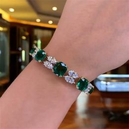 Choucong Marque Bracelet De Mariage En Or 18 Carats Remplissage Marquise Coupe Émeraude 5A Zircon CZ Diamant Ins Top Vente Femmes Éternité Bracelet Pour Amant Cadeau