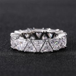 Choucong Marque Anneaux De Mariage De Luxe Bijoux En Argent Sterling 925 Plein Triangle 5A Zircon CZ Diamant Partie E